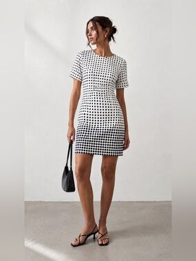 NWT Karl Lagerfeld | 10 | Polka Dot Short Sleeve Sheath Dress in White and Black